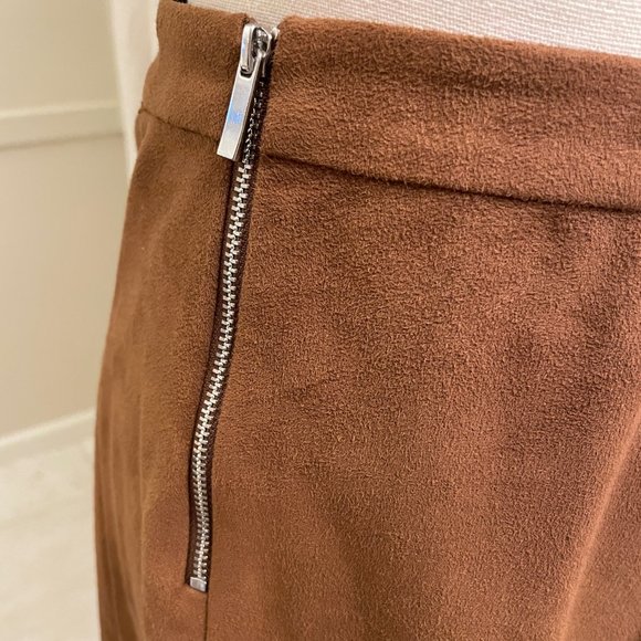 1. State Suede High Waisted Skirt in Chestnut - Picture 4 of 7